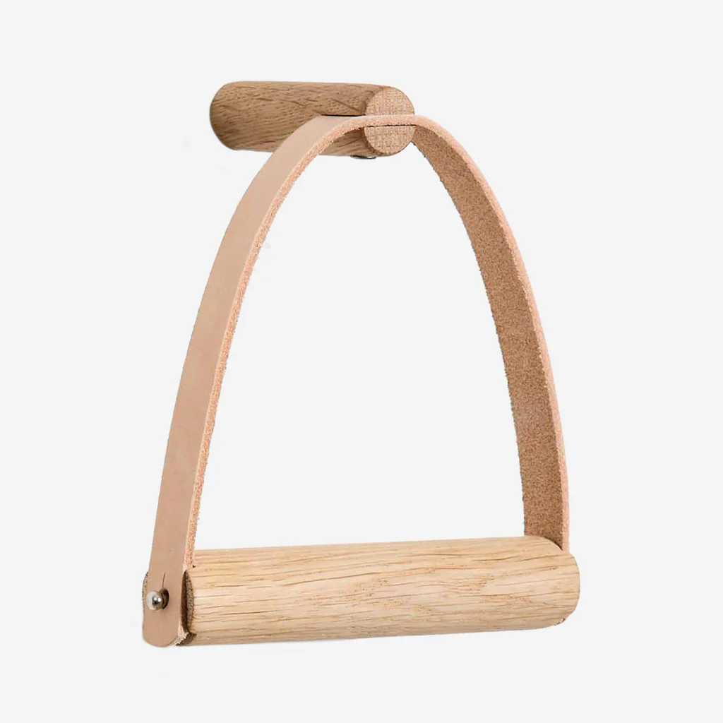 Ekta Living Toilet Roll Holder Leather Natural Oak - Image 4