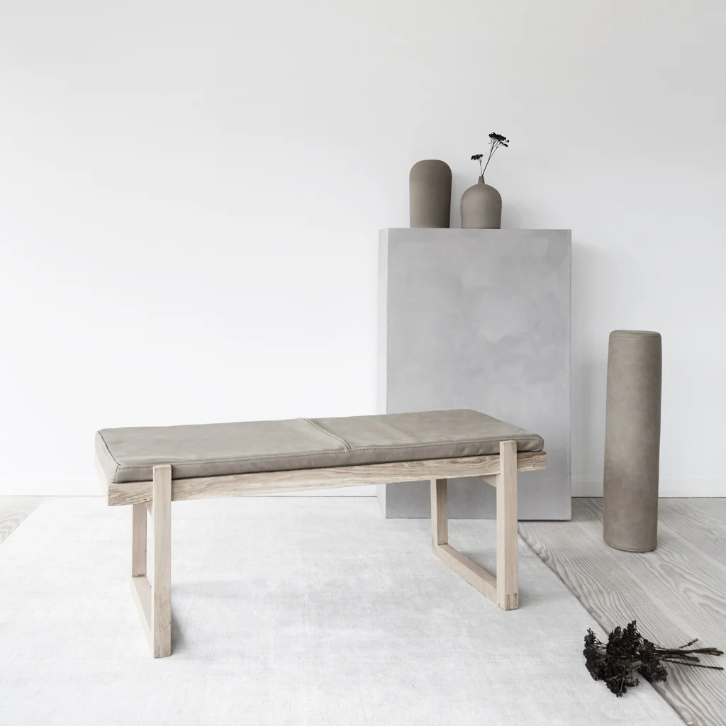 Kristina Dam Minimal Bolster Cushion Grey Brown Leather - Image 3