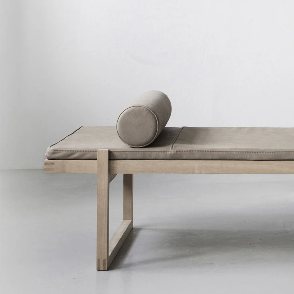 Kristina Dam Minimal Bolster Cushion Grey Brown Leather - Image 4