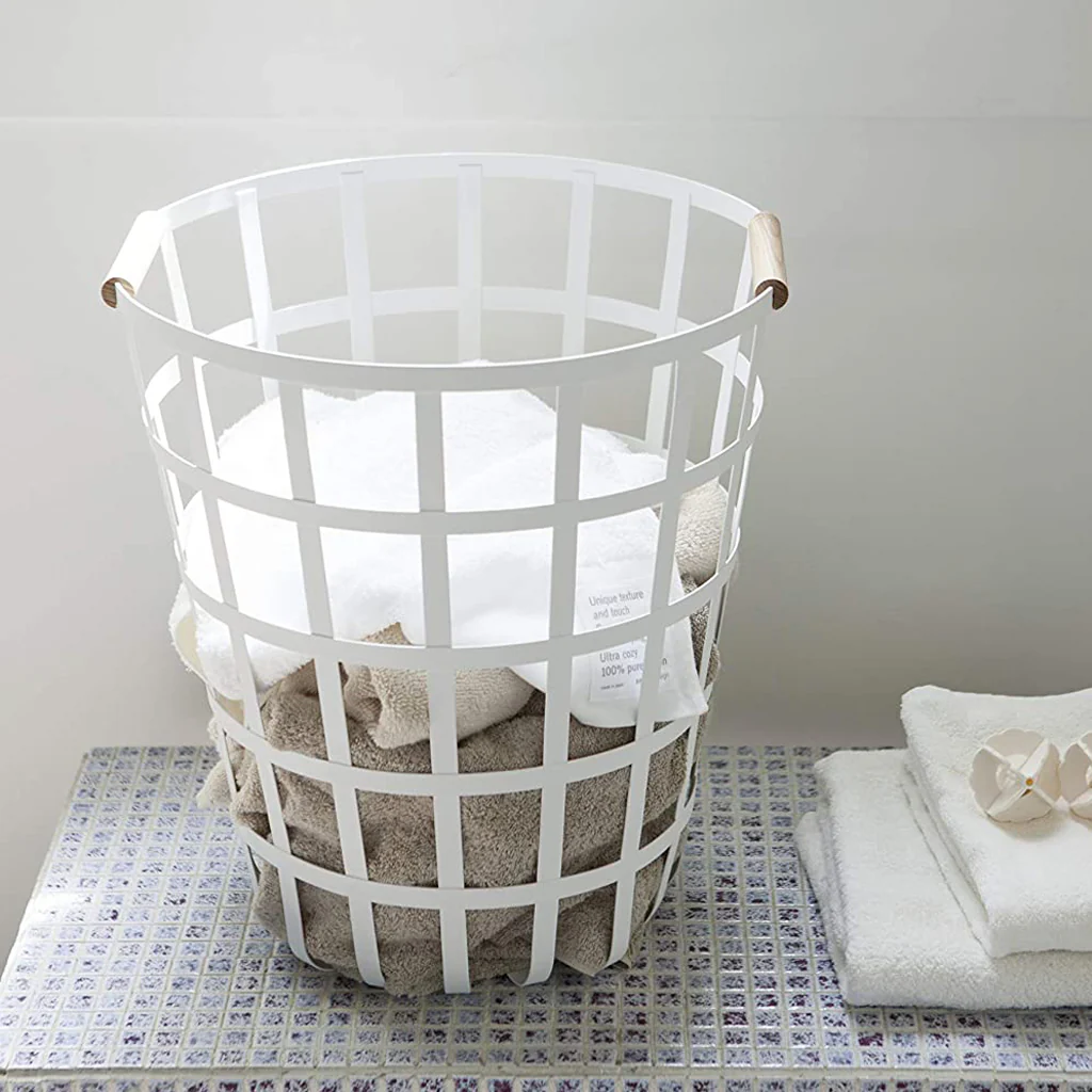 Yamazaki Tosca Round Laundry Basket White - Image 4